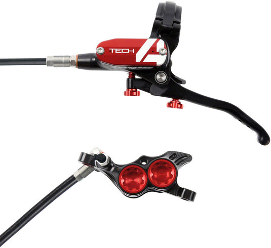 Hope Tech 4 E4 Disc Brake and Lever Set - Rear Hydraulic Post Mount Red