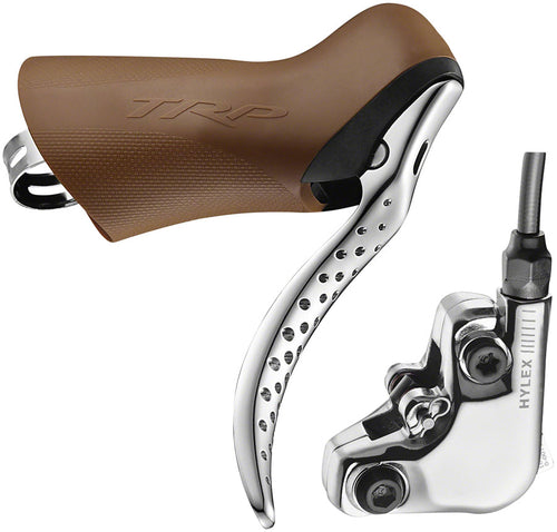 TRP Hylex RS Disc Brake Lever - Right Hand Lever Hydraulic Flat Mount Gum/Silver