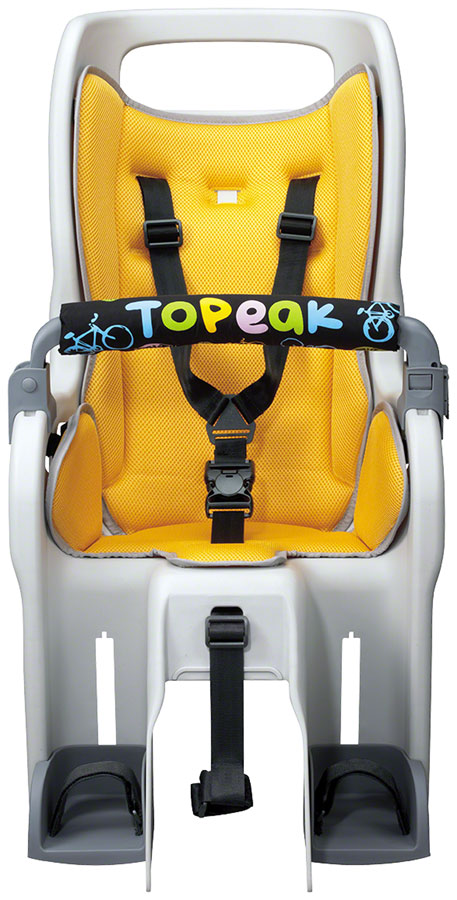 Load image into Gallery viewer, Topeak Baby Seat II Child Seat With Disc Compatible Rear Rack - Fits 26&quot; MTX 2.0 Gray/YLW
