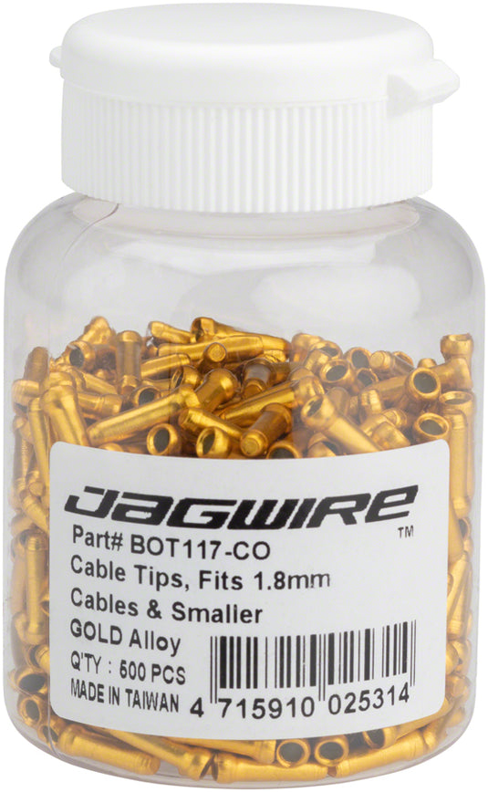 Jagwire 1.8mm Cable End Crimps Gold Bottle/500