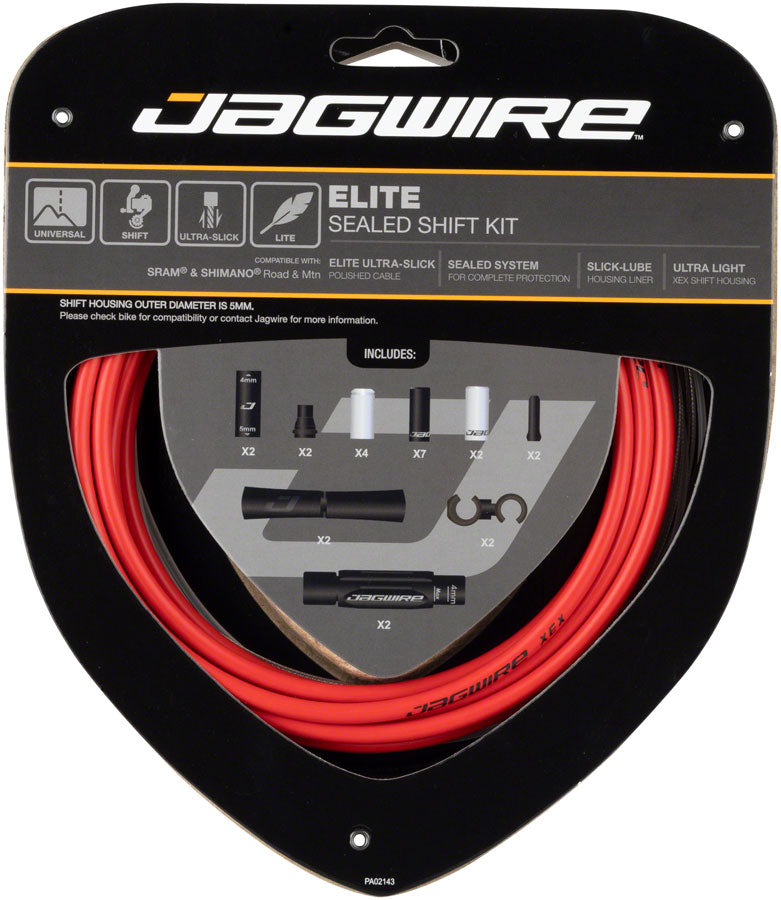 Load image into Gallery viewer, Jagwire Elite Sealed Shift Cable Kit -  SRAM/Shimano Ultra-Slick Uncoated Cables Red
