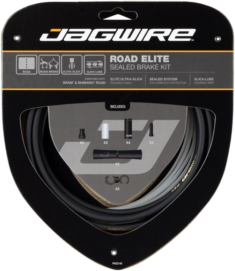 Load image into Gallery viewer, Jagwire Road Elite Sealed Brake Cable Kit - SRAM/Shimano Ultra-Slick Uncoated Cables BLK
