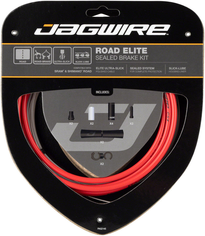 Load image into Gallery viewer, Jagwire Road Elite Sealed Brake Cable Kit - SRAM/Shimano Ultra-Slick Uncoated Cables Red
