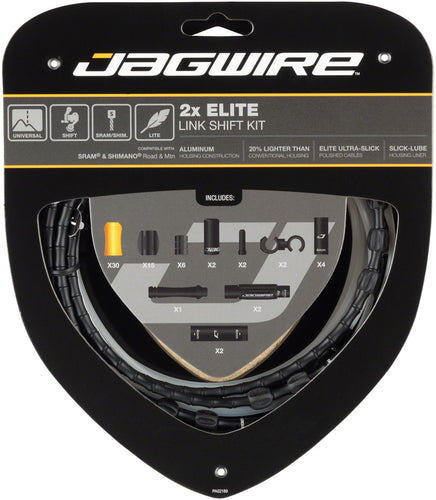 Jagwire 2x Elite Link Shift Cable Kit SRAM/Shimano Polished Ultra-Slick Cables BLK