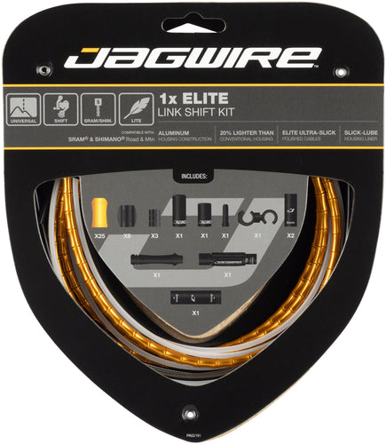 Jagwire 1x Elite Link Shift Cable Kit SRAM/Shimano Polished Ultra-Slick Cable Gold