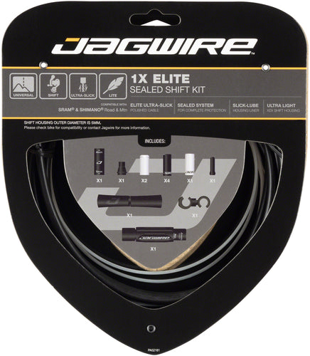 Jagwire 1x Elite Sealed Shift Cable Kit - SRAM/Shimano Polished Ultra-Slick Cables BLK