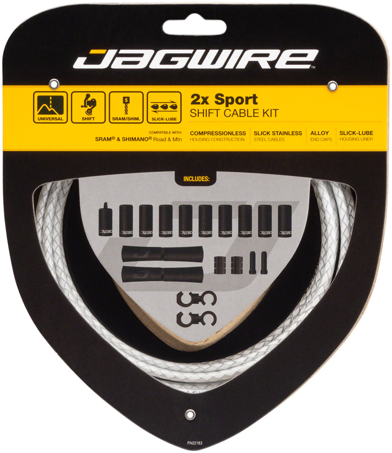 Load image into Gallery viewer, Jagwire 2x Sport Shift Cable Kit SRAM/Shimano Braided White

