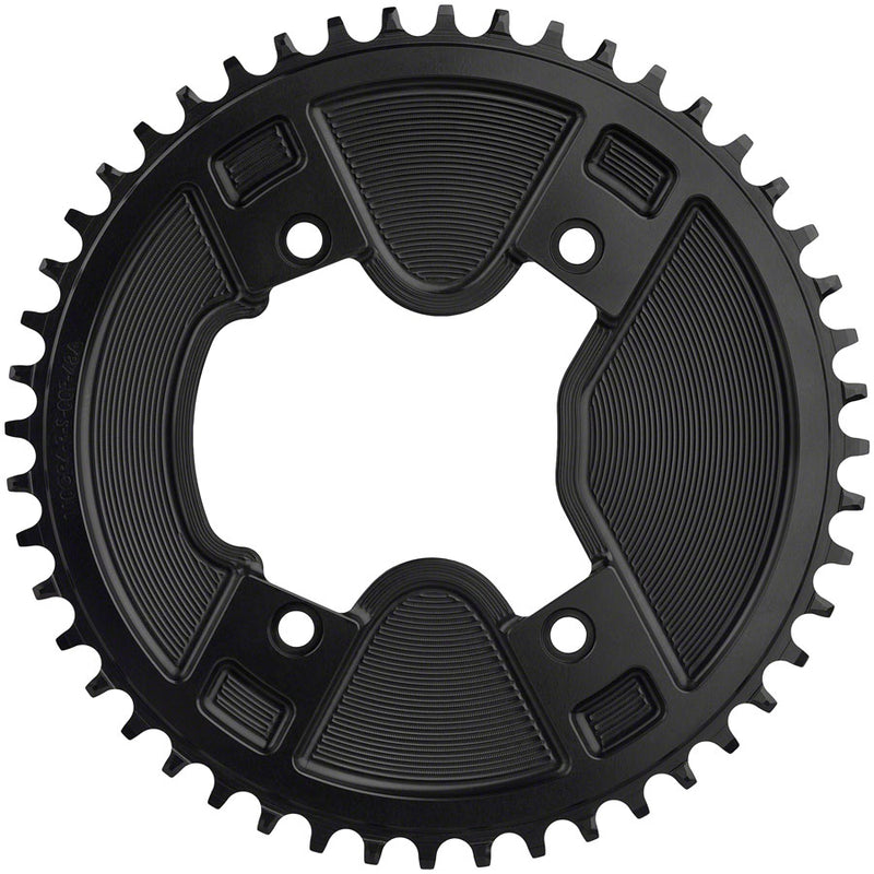 Load image into Gallery viewer, Wolf Tooth Aero 110 Asymmetric BCD Chainring - 46t 110 Asymmetric BCD 4-Bolt Drop-Stop ST For Shimano GRX 800 Series BLK
