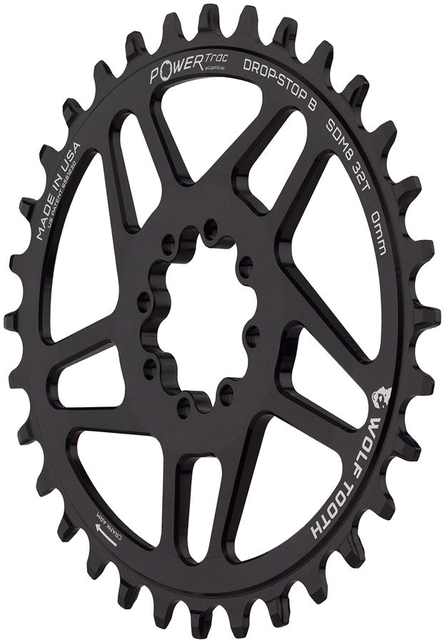 Load image into Gallery viewer, Wolf Tooth Elliptical Direct Mount Chainring - 32t SRAM Direct Mount Drop-Stop B For SRAM 8-Bolt Cranksets 0mm Offset BLK
