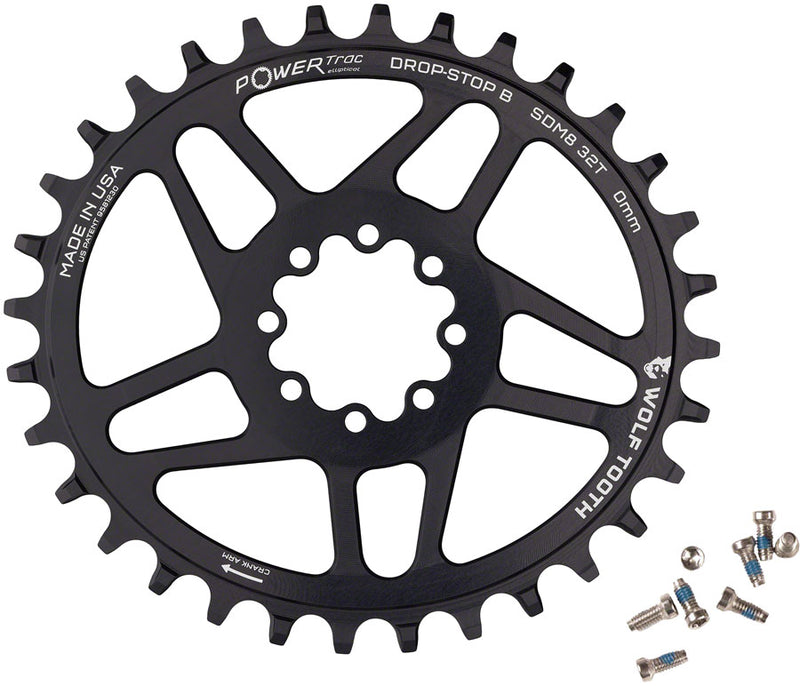 Load image into Gallery viewer, Wolf Tooth Elliptical Direct Mount Chainring - 32t SRAM Direct Mount Drop-Stop B For SRAM 8-Bolt Cranksets 0mm Offset BLK
