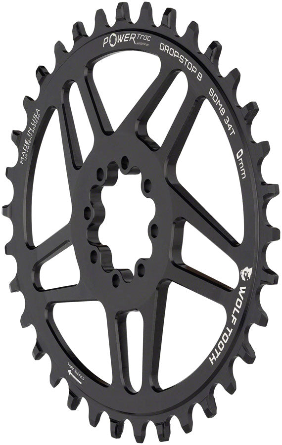 Load image into Gallery viewer, Wolf Tooth Elliptical Direct Mount Chainring - 34t SRAM Direct Mount Drop-Stop B For SRAM 8-Bolt Cranksets 0mm Offset BLK
