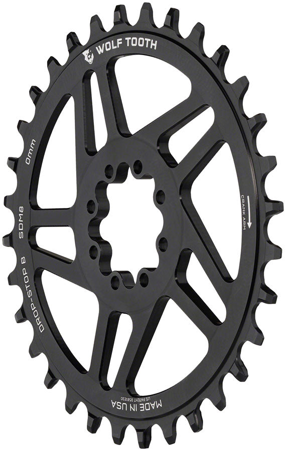 Load image into Gallery viewer, Wolf Tooth Direct Mount Chainring - 36t SRAM Direct Mount Drop-Stop B For SRAM 8-Bolt Cranksets 0mm Offset BLK
