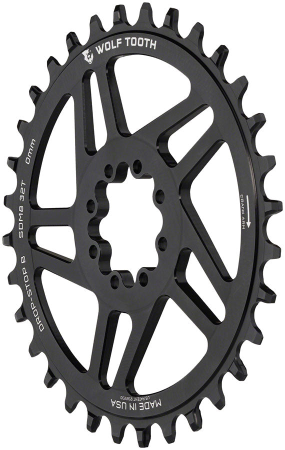 Load image into Gallery viewer, Wolf Tooth Direct Mount Chainring - 32t SRAM Direct Mount Drop-Stop B For SRAM 8-Bolt Cranksets 0mm Offset BLK
