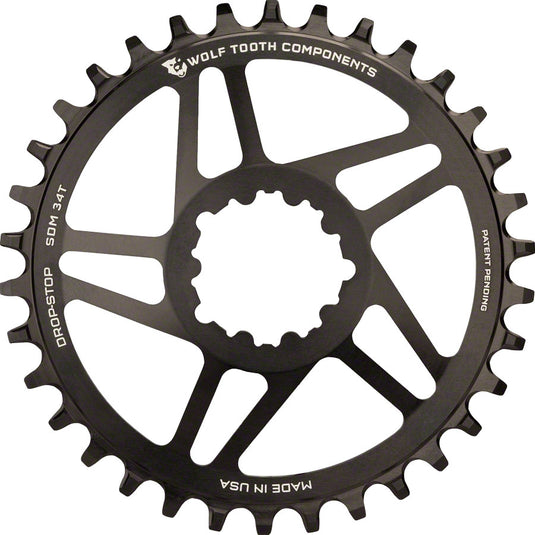 Wolf Tooth Direct Mount Chainring - 28t SRAM Direct Mount Drop-Stop A For SRAM 3-Bolt Cranksets 6mm Offset BLK