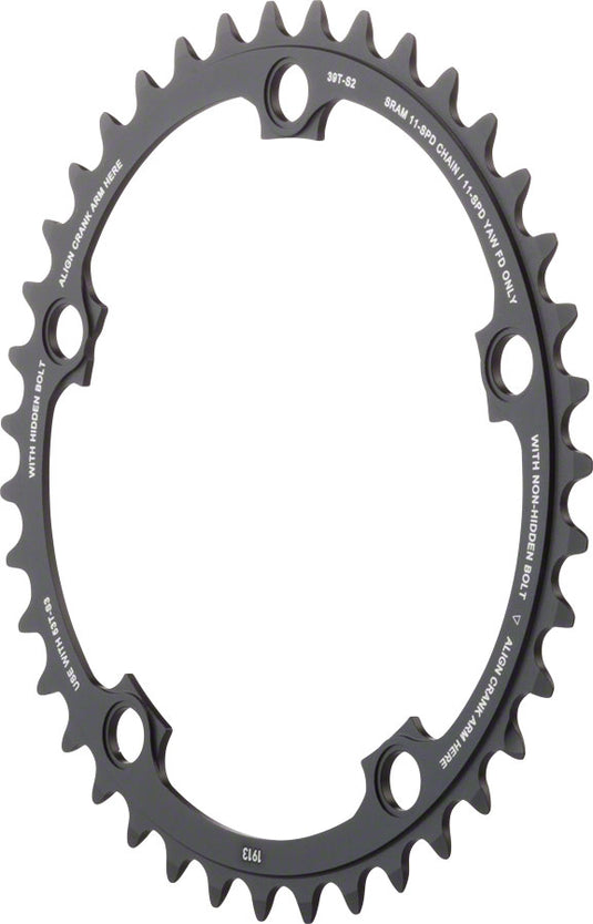 SRAM 11-Speed 39T 130mm BCD YAW Chainring Black Use with 53T
