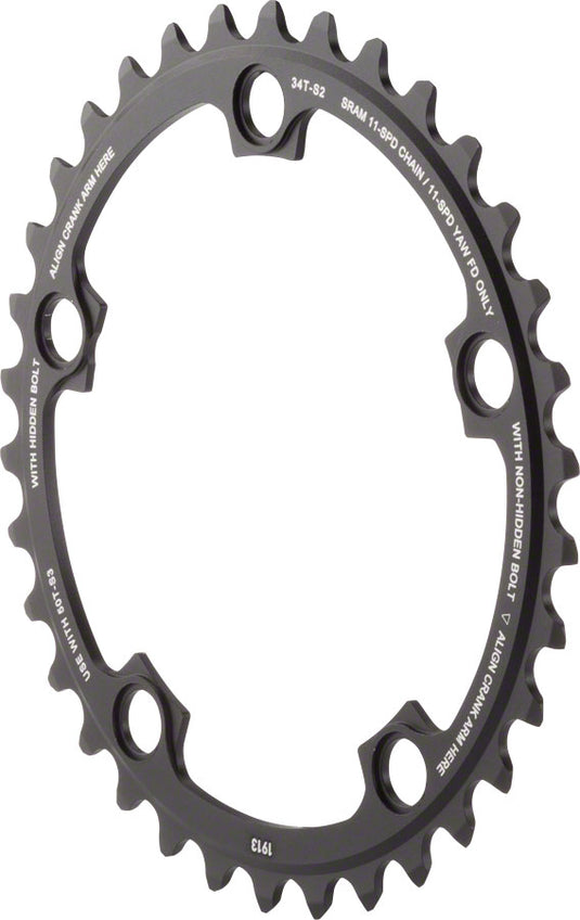 SRAM 11-Speed 34T 110mm BCD YAW Chainring Black Use with 50T