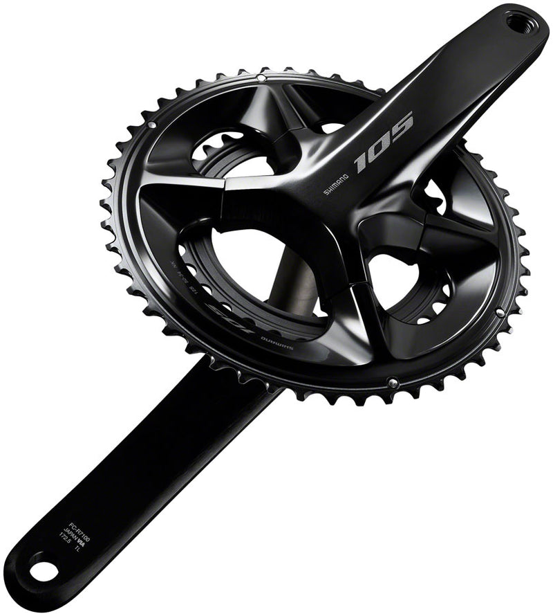 Load image into Gallery viewer, Shimano 105 FC-R7100 Crankset - 172.5mm 12-Speed 50/34t 110 Asymmetric BCD Hollowtech II Spindle Interface BLK
