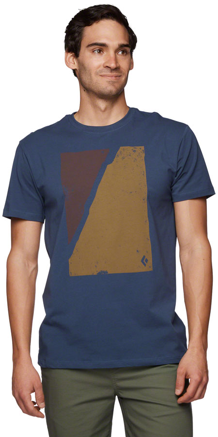 Load image into Gallery viewer, Black Diamond Block Print Mountain Tee - Ink Blue Mens Small
