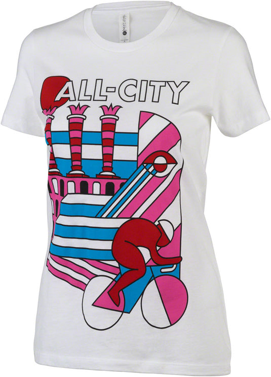 All-City Parthenon Party Womens T-Shirt - White Pink Red Blue Black Large