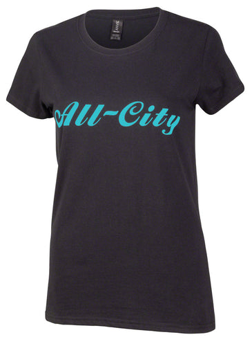 All City Womens Logowear T-Shirt - Black Teal X-Large