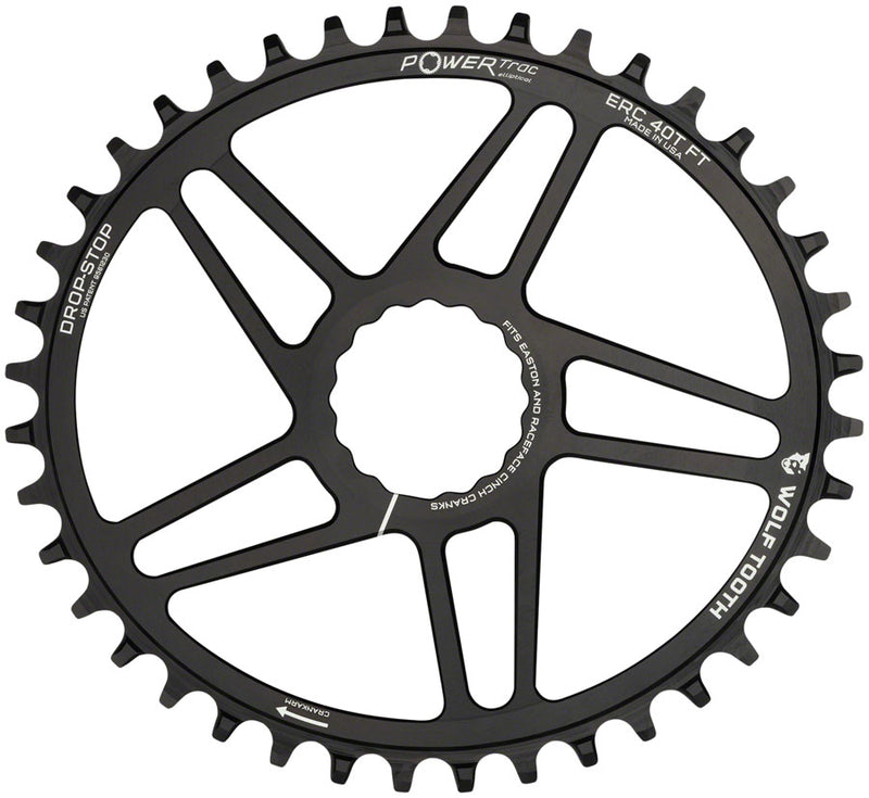 Load image into Gallery viewer, Wolf Tooth Elliptical Direct Mount Chainring - 42t RaceFace/Easton CINCH Direct Mount 3mm Offset Drop-Stop Flattop Compatible BLK
