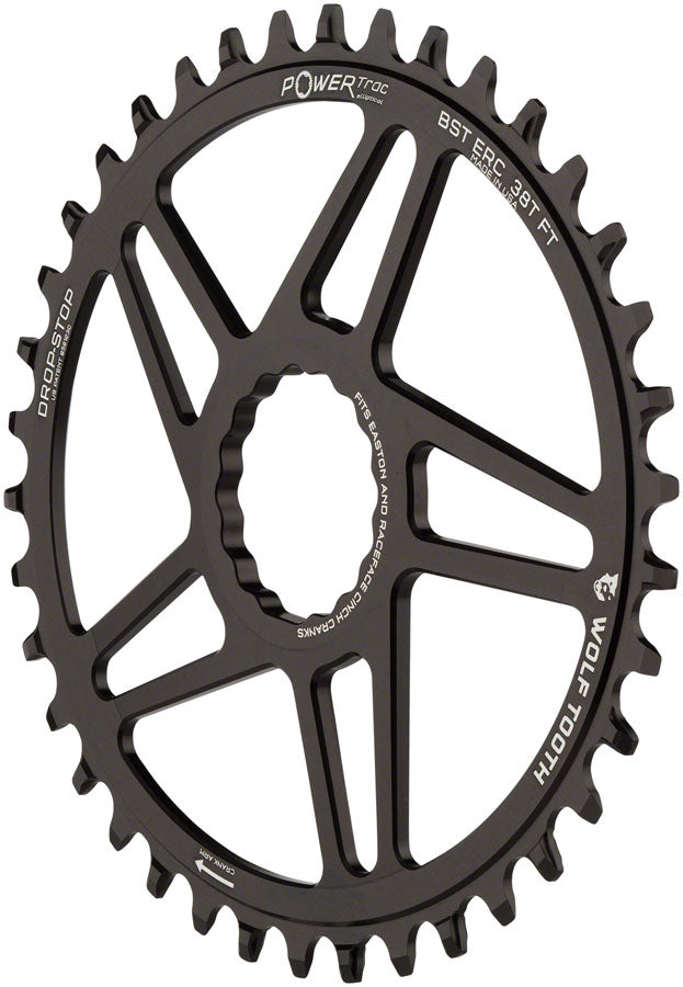 Load image into Gallery viewer, Wolf Tooth Elliptical Direct Mount Chainring - 38t RaceFace/Easton CINCH Direct Mount 3mm Offset Drop-Stop Flattop Compatible BLK
