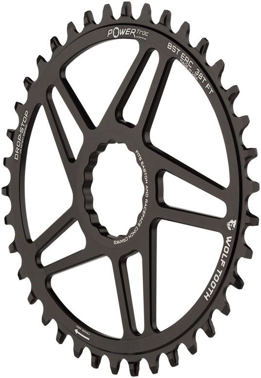 Wolf Tooth Elliptical Direct Mount Chainring - 38t RaceFace/Easton CINCH Direct Mount 3mm Offset Drop-Stop Flattop Compatible BLK