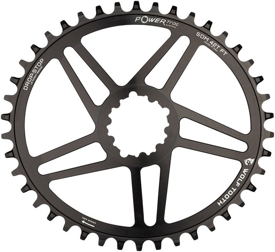 Wolf Tooth Elliptical Direct Mount Chainring - 42t SRAM Direct Mount 6mm Offset Drop-Stop Flattop Compatible BLK