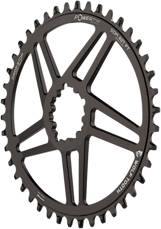 Wolf Tooth Elliptical Direct Mount Chainring - 40t SRAM Direct Mount 6mm Offset Drop-Stop Flattop Compatible BLK