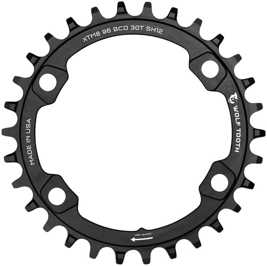 Wolf Tooth 96 BCD Chainring - 32t 96 Asymmetric BCD 4-Bolt For Shimano M8000/M7000 Cranks Requires 12-Speed Hyperglide+ Chain