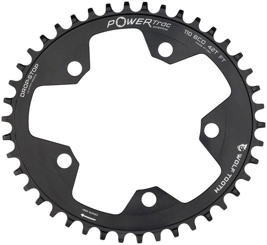 Wolf Tooth Elliptical 110 BCD Chainring - 42t 110 BCD 5-Bolt Drop-Stop 10/11/12-Speed Eagle Flattop Compatible