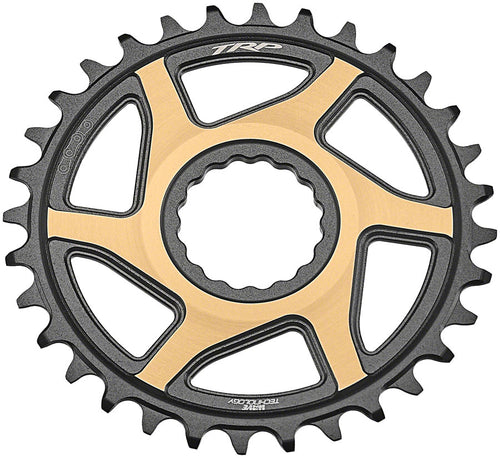 TRP CR-M9050 Boost Direct Mount Chainring - 30t 12-Speed CINCH Mount 3mm Offset 7075-T6 Aluminum Sandblasted BLK/Gold
