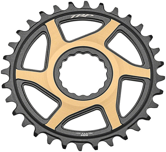 TRP CR-M9050 Boost Direct Mount Chainring - 34t 12-Speed CINCH Mount 3mm Offset 7075-T6 Aluminum Sandblasted BLK/Gold