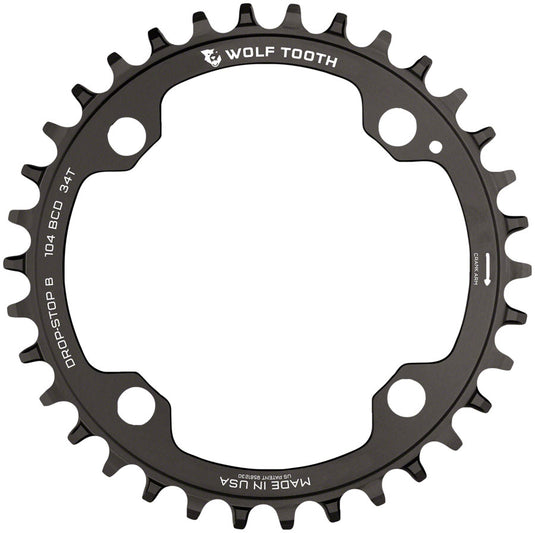 Wolf Tooth 104 BCD Chainring - 30t 104 BCD 4-Bolt Drop-Stop B Black
