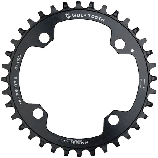 Wolf Tooth 104 BCD Chainring - 38t 104 BCD 4-Bolt Drop-Stop B Black