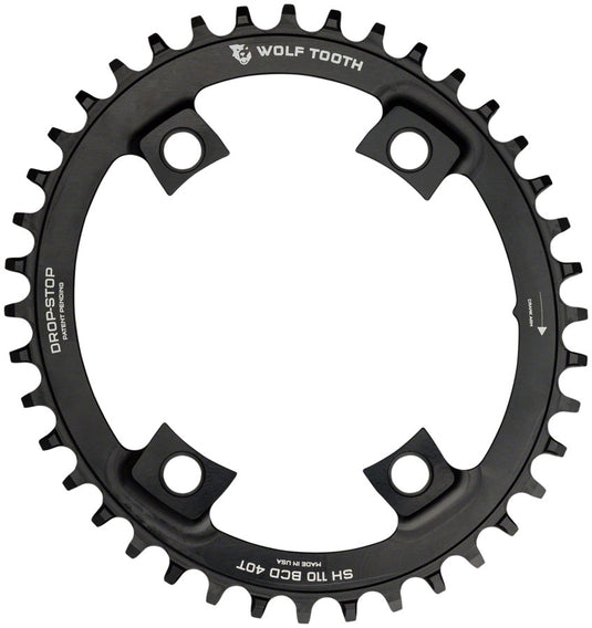 Wolf Tooth Elliptical Shimano 110 Asymmetric BCD Chainring - 42t 110 Asymmetric BCD 4-Bolt Drop-Stop For Shimano Cranks BLK