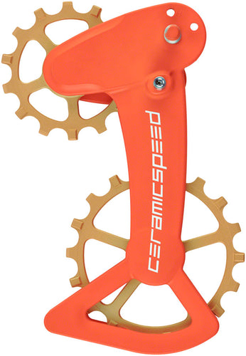 CeramicSpeed OSPW X  Pulley Wheel System Shimano XT/XTR 1x12 - Coated Races Alloy Pulley Carbon Cage Orange/Bronze Cerakote