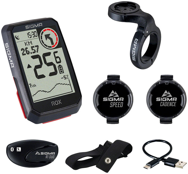 Load image into Gallery viewer, Sigma ROX 4.0 GPS Bike Computer Sensor Set - Wireless Rechargeable BLK
