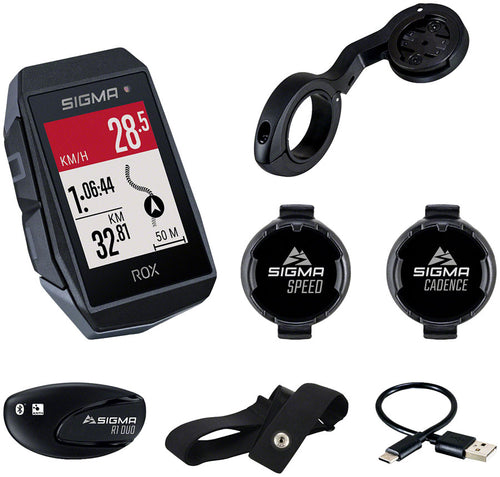 Sigma ROX 11.1 EVO GPS Bike Computer Sensor Set - Wireless Rechargeable BLK