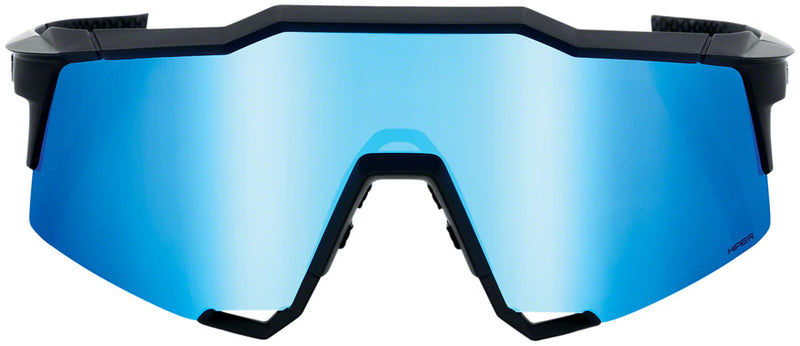 Load image into Gallery viewer, 100% Speedcraft Sunglasses - Matte Black HiPER Blue Multilayer Mirror Lens
