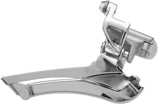 microSHIFT R10 Front Derailleur - 10-Speed Double 56t Max Band Clamp Shimano Compatible Silver