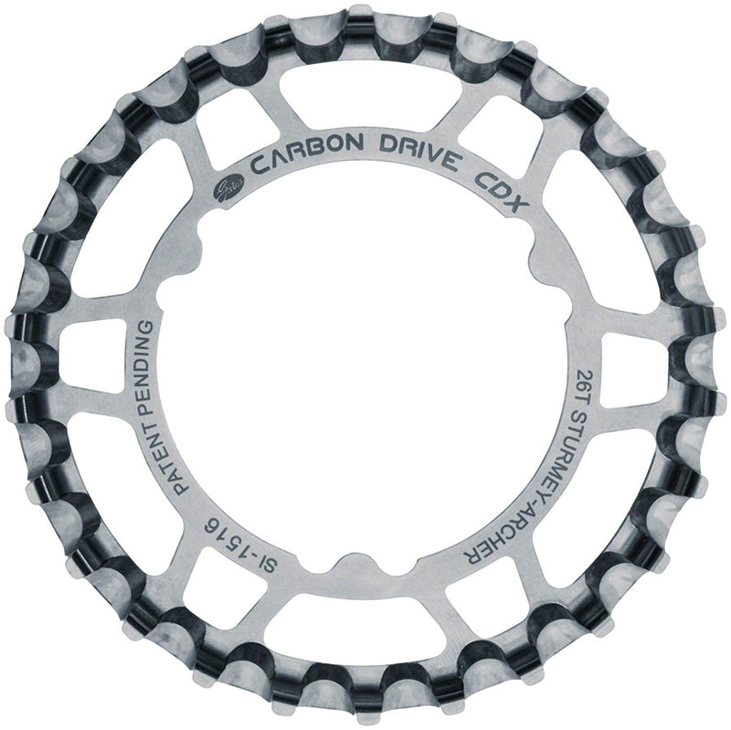 Load image into Gallery viewer, Gates Carbon Drive CDX CenterTrack Rear Sprocket - 26t For Sturmey-Archer 46.87mm 3-Lobe Silver
