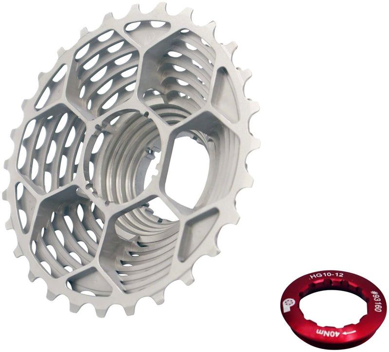 Load image into Gallery viewer, Prestacycle UniBlock PRO Cassette - 12-Speed Shimano For HG 12 Freehub 11-32 Silver
