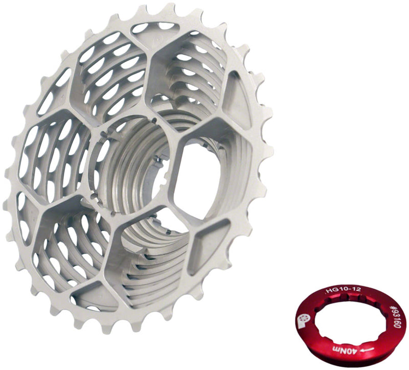 Load image into Gallery viewer, Prestacycle UniBlock PRO Cassette - 12-Speed Shimano For HG 12 Freehub 11-34 Silver
