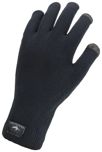 SealSkinz Anmer Waterproof Ultra Grip Knit Gloves - Black Full Finger Small
