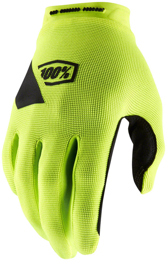 100% Ridecamp Gloves - Flourescent Yellow Full Finger Mens Small