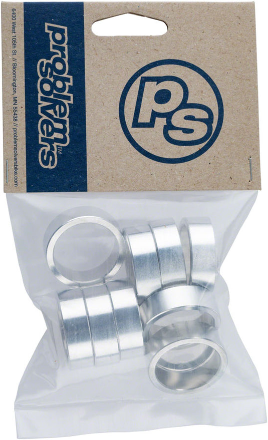 Problem Solvers Headset Stack Spacer - 25.4 10mm Aluminum Silver Bag of 10