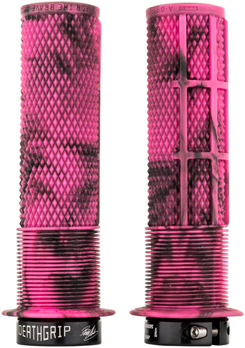 DMR DeathGrip Flanged Grips - Thick Lock-On Marble Pink