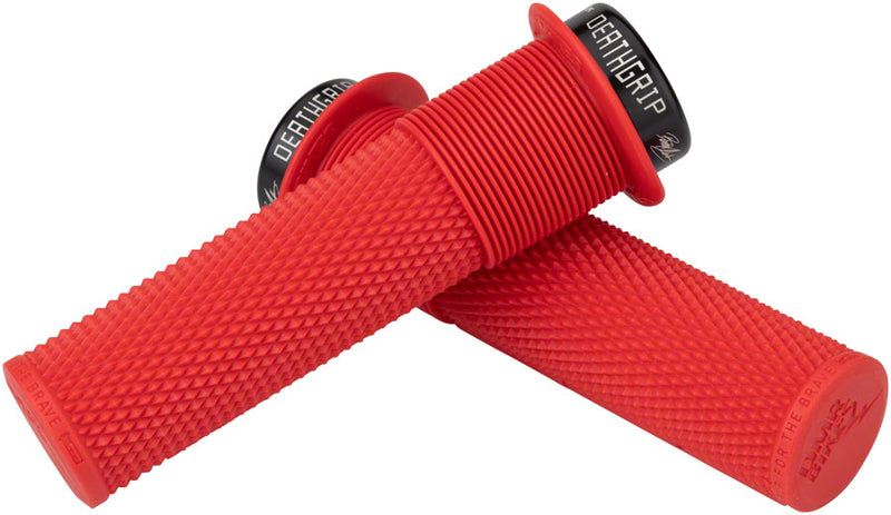Load image into Gallery viewer, DMR DeathGrip Flanged Grips - Thick Lock-On Red
