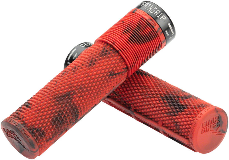 Load image into Gallery viewer, DMR DeathGrip Flangeless Grips - Thick Lock-On Marble Red
